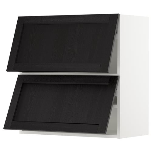 SEKTION Armoire murale horiz+2ptes, blanc/Lerhyttan teinté noir, 30x15x30 "