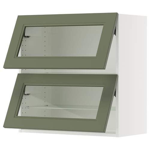 SEKTION Armoire murale horiz+2ptes vit, blanc/Axstad gris-vert, 30x15x30 "