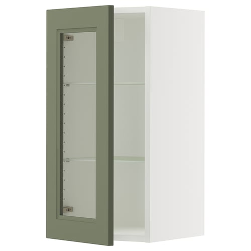 SEKTION Armoire murale porte vitrée, blanc/Axstad gris-vert, 15x15x30 "