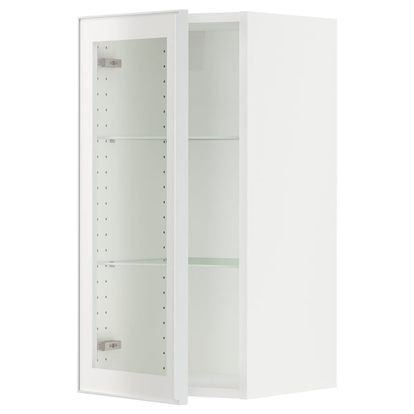 SEKTION Armoire murale porte vitrée, blanc/Hejsta verre transparent/blanc, 15x15x30 "