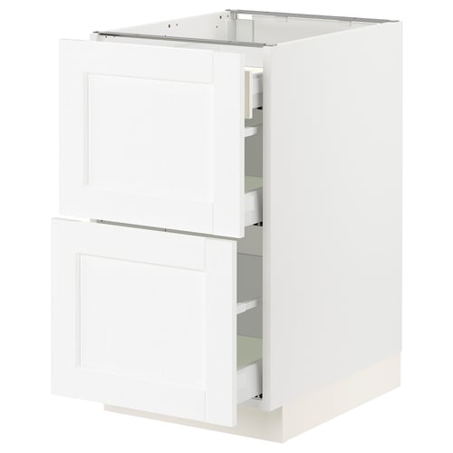 SEKTION / MAXIMERA Arm inf 2 faces/3 tiroirs, blanc Enköping/blanc effet bois, 18x24x30 "