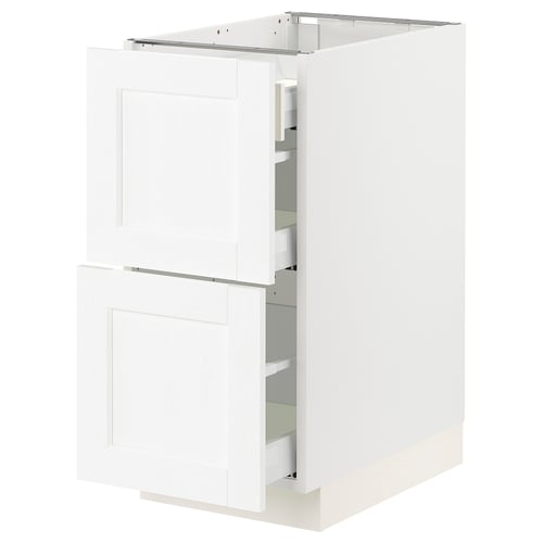 SEKTION / MAXIMERA Arm inf 2 faces/3 tiroirs, blanc Enköping/blanc effet bois, 15x24x30 "
