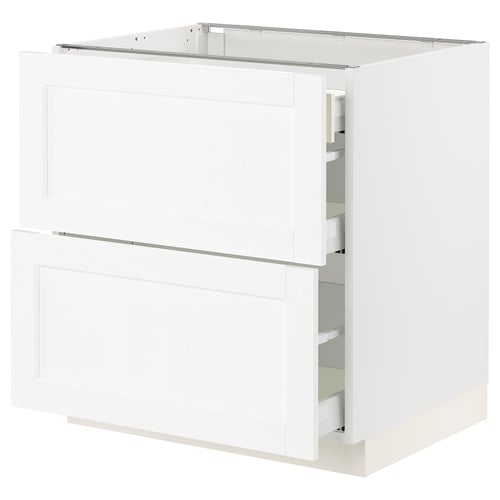 SEKTION / MAXIMERA Arm inf 2 faces/3 tiroirs, blanc Enköping/blanc effet bois, 30x24x30 "