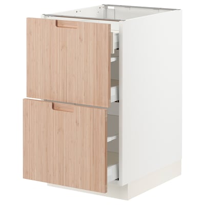 SEKTION / MAXIMERA Arm inf 2 faces/3 tiroirs, blanc/Fröjered bambou clair, 18x24x30 "