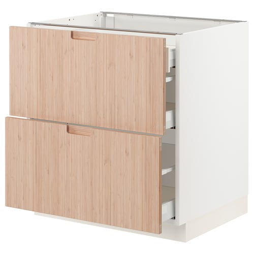 SEKTION / MAXIMERA Arm inf 2 faces/3 tiroirs, blanc/Fröjered bambou clair, 30x24x30 "