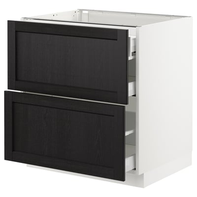 SEKTION / MAXIMERA Arm inf 2 faces/3 tiroirs, blanc/Lerhyttan teinté noir, 30x24x30 "