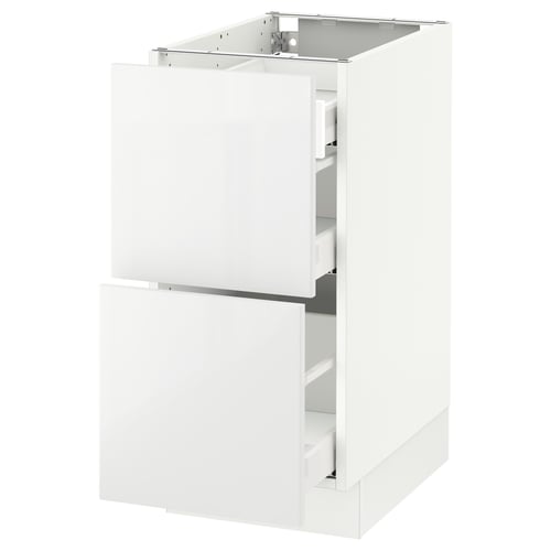 SEKTION / MAXIMERA Arm inf 2 faces/3 tiroirs, blanc/Ringhult blanc, 15x24x30 "