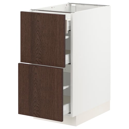 SEKTION / MAXIMERA Arm inf 2 faces/3 tiroirs, blanc/Sinarp brun, 15x24x30 "