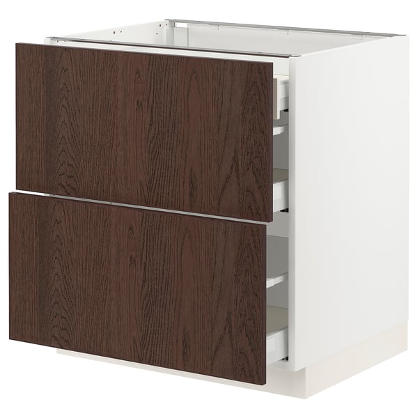 SEKTION / MAXIMERA Arm inf 2 faces/3 tiroirs, blanc/Sinarp brun, 30x24x30 "