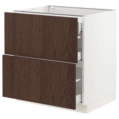 SEKTION / MAXIMERA Arm inf 2 faces/3 tiroirs, blanc/Sinarp brun, 30x24x30 "