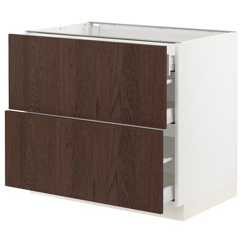 SEKTION / MAXIMERA Arm inf 2 faces/3 tiroirs, blanc/Sinarp brun, 36x24x30 "