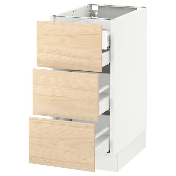 SEKTION / MAXIMERA Arm inf 3 faces/4 tiroirs, blanc/Askersund effet frêne clair, 15x24x30 "
