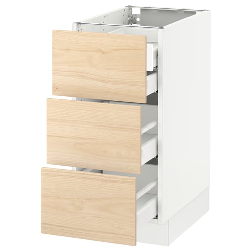 SEKTION / MAXIMERA Arm inf 3 faces/4 tiroirs, blanc/Askersund effet frêne clair, 15x24x30 "