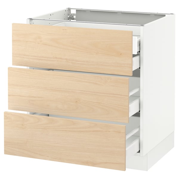 SEKTION / MAXIMERA Arm inf 3 faces/4 tiroirs, blanc/Askersund effet frêne clair, 30x24x30 "