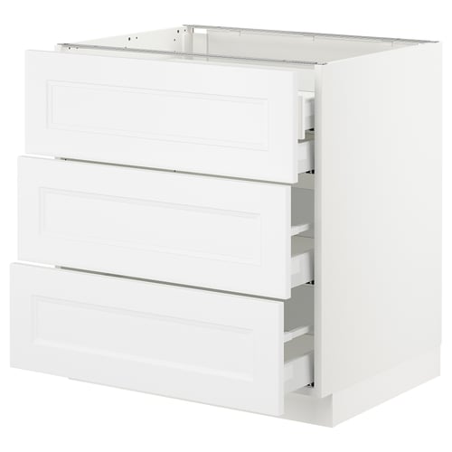 SEKTION / MAXIMERA Arm inf 3 faces/4 tiroirs, blanc/Axstad blanc mat, 30x24x30 "