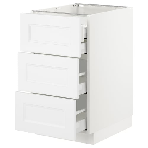 SEKTION / MAXIMERA Arm inf 3 faces/4 tiroirs, blanc/Axstad blanc mat, 18x24x30 "