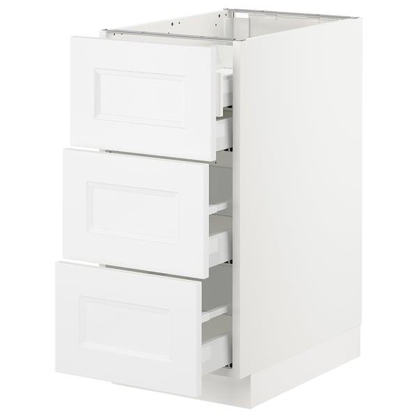 SEKTION / MAXIMERA Arm inf 3 faces/4 tiroirs, blanc/Axstad blanc mat, 15x24x30 "