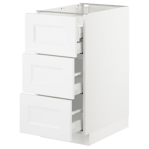 SEKTION / MAXIMERA Arm inf 3 faces/4 tiroirs, blanc/Axstad blanc mat, 15x24x30 "
