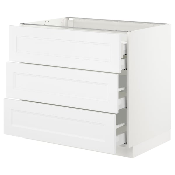 SEKTION / MAXIMERA Arm inf 3 faces/4 tiroirs, blanc/Axstad blanc mat, 36x24x30 "