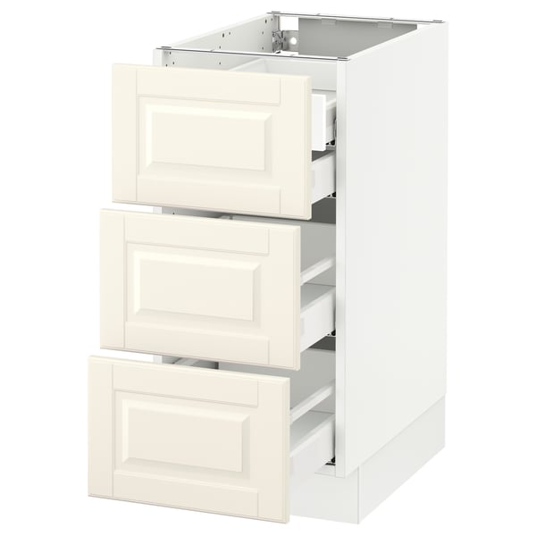 SEKTION / MAXIMERA Arm inf 3 faces/4 tiroirs, blanc/Bodbyn blanc cassé, 15x24x30 "
