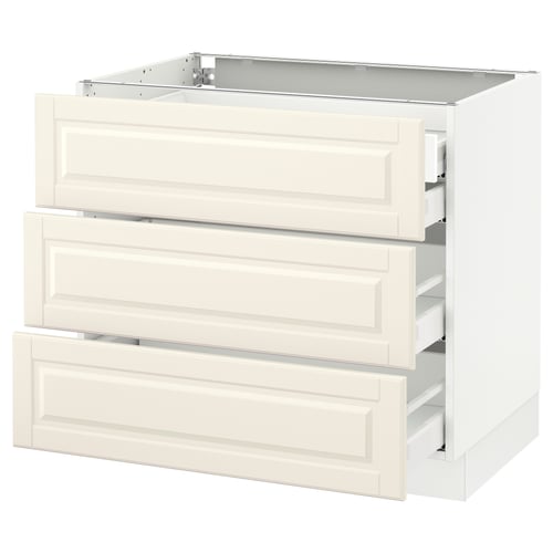 SEKTION / MAXIMERA Arm inf 3 faces/4 tiroirs, blanc/Bodbyn blanc cassé, 36x24x30 "