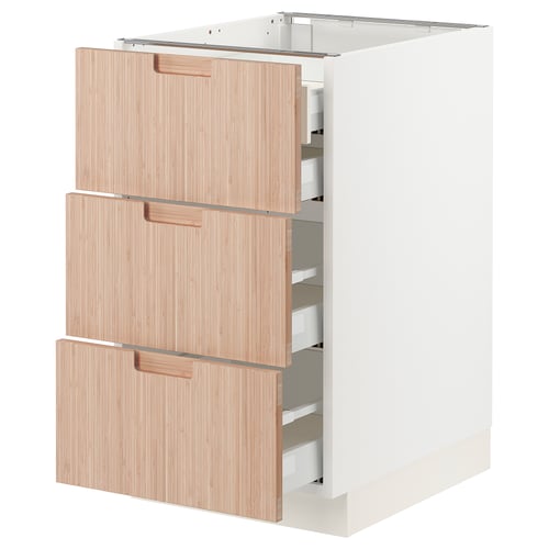 SEKTION / MAXIMERA Arm inf 3 faces/4 tiroirs, blanc/Fröjered bambou clair, 18x24x30 "