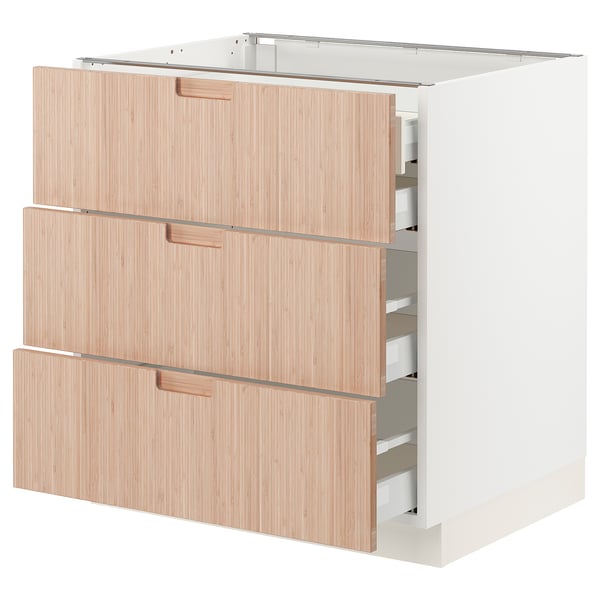 SEKTION / MAXIMERA Arm inf 3 faces/4 tiroirs, blanc/Fröjered bambou clair, 30x24x30 "