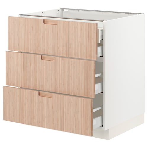 SEKTION / MAXIMERA Arm inf 3 faces/4 tiroirs, blanc/Fröjered bambou clair, 30x24x30 "