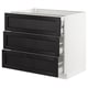 SEKTION / MAXIMERA Arm inf 3 faces/4 tiroirs, blanc/Lerhyttan teinté noir, 36x24x30 "