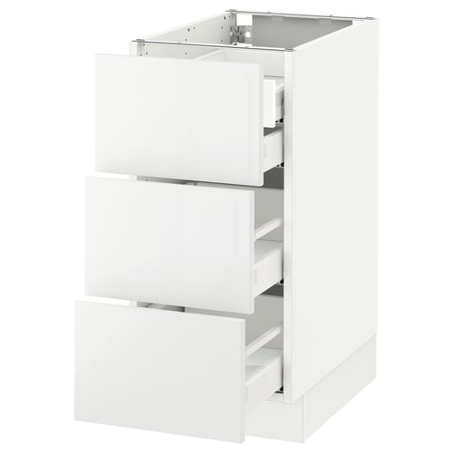 SEKTION / MAXIMERA Arm inf 3 faces/4 tiroirs, blanc/Ringhult blanc, 15x24x30 "