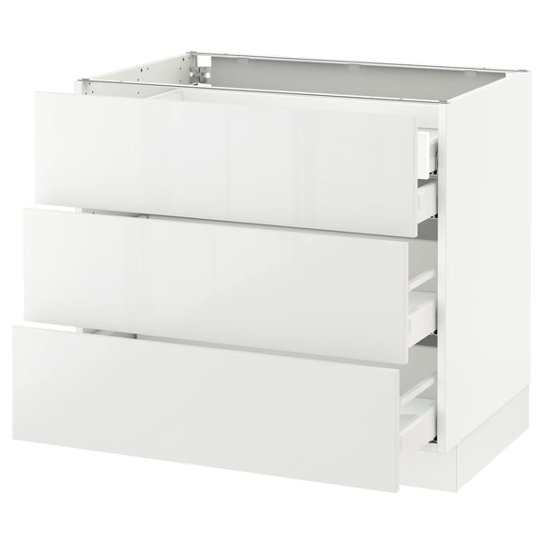 SEKTION / MAXIMERA Arm inf 3 faces/4 tiroirs, blanc/Ringhult blanc, 36x24x30 "