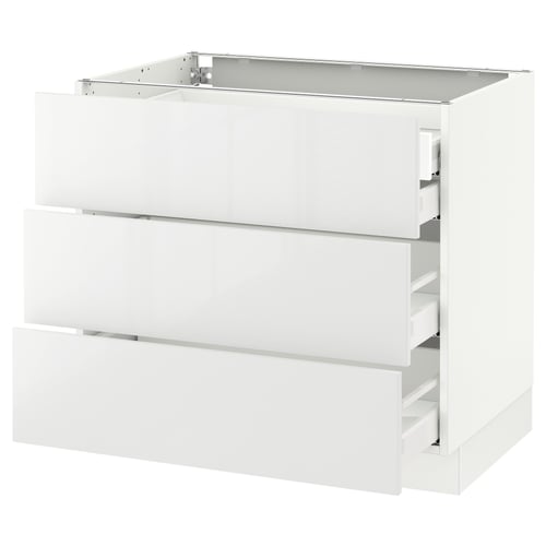 SEKTION / MAXIMERA Arm inf 3 faces/4 tiroirs, blanc/Ringhult blanc, 36x24x30 "