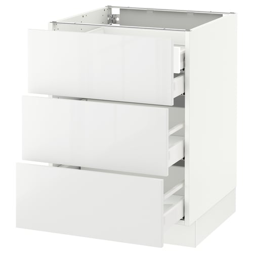 SEKTION / MAXIMERA Arm inf 3 faces/4 tiroirs, blanc/Ringhult blanc, 24x24x30 "