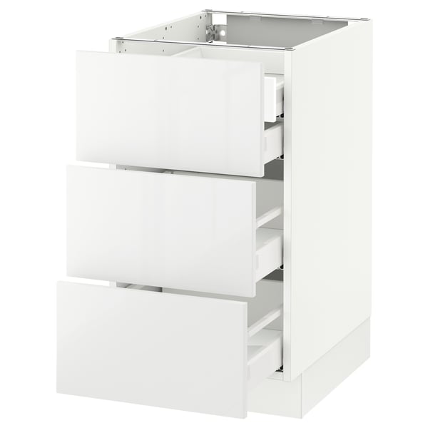 SEKTION / MAXIMERA Arm inf 3 faces/4 tiroirs, blanc/Ringhult blanc, 18x24x30 "