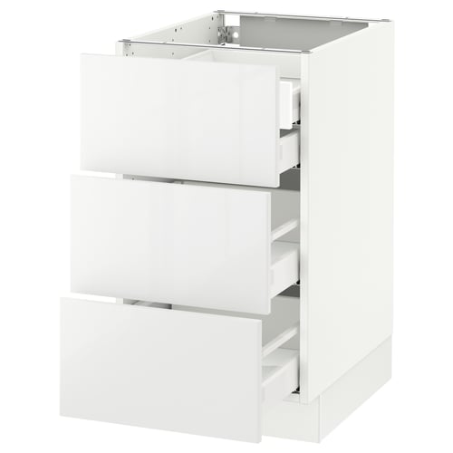 SEKTION / MAXIMERA Arm inf 3 faces/4 tiroirs, blanc/Ringhult blanc, 18x24x30 "