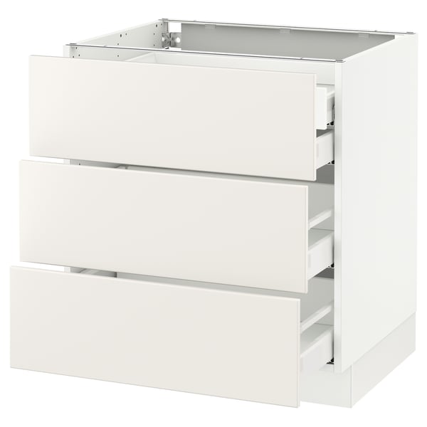 SEKTION / MAXIMERA Arm inf 3 faces/4 tiroirs, blanc/Veddinge blanc, 30x24x30 "