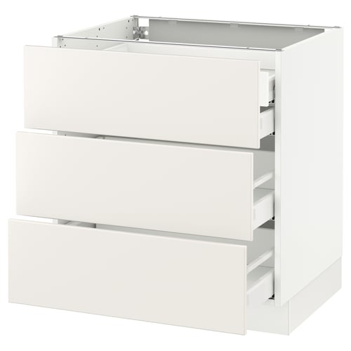 SEKTION / MAXIMERA Arm inf 3 faces/4 tiroirs, blanc/Veddinge blanc, 30x24x30 "