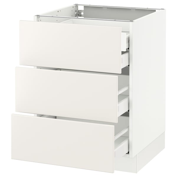 SEKTION / MAXIMERA Arm inf 3 faces/4 tiroirs, blanc/Veddinge blanc, 24x24x30 "