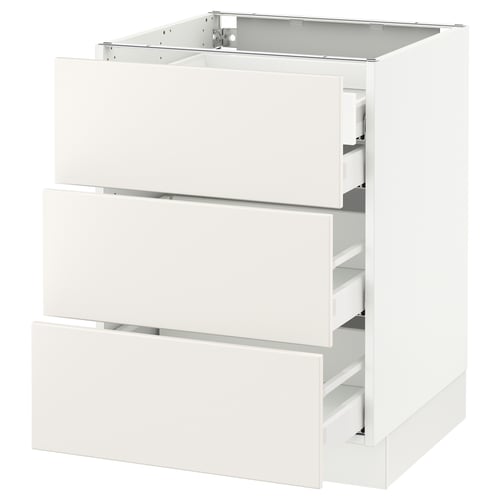 SEKTION / MAXIMERA Arm inf 3 faces/4 tiroirs, blanc/Veddinge blanc, 24x24x30 "
