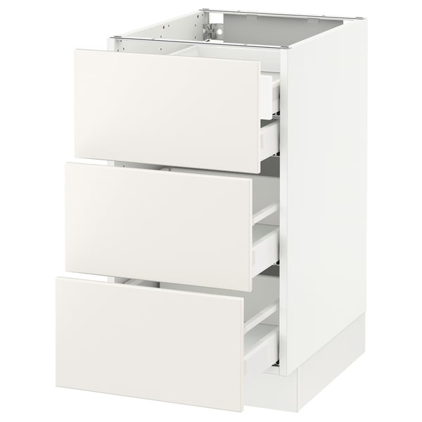 SEKTION / MAXIMERA Arm inf 3 faces/4 tiroirs, blanc/Veddinge blanc, 18x24x30 "