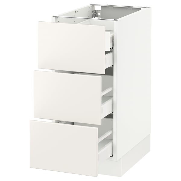 SEKTION / MAXIMERA Arm inf 3 faces/4 tiroirs, blanc/Veddinge blanc, 15x24x30 "