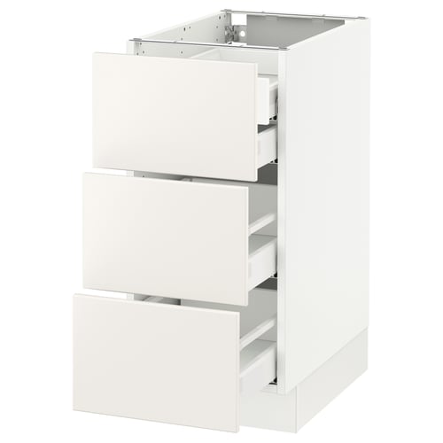 SEKTION / MAXIMERA Arm inf 3 faces/4 tiroirs, blanc/Veddinge blanc, 15x24x30 "