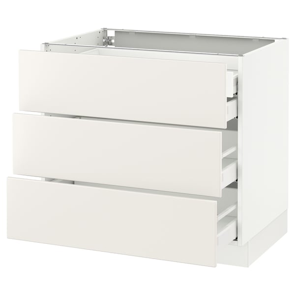 SEKTION / MAXIMERA Arm inf 3 faces/4 tiroirs, blanc/Veddinge blanc, 36x24x30 "