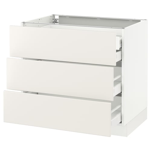 SEKTION / MAXIMERA Arm inf 3 faces/4 tiroirs, blanc/Veddinge blanc, 36x24x30 "
