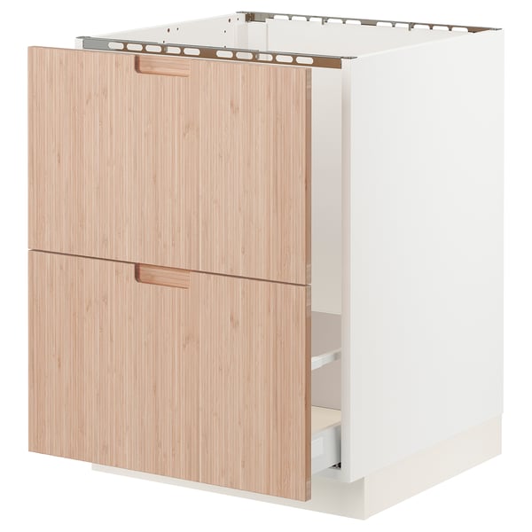SEKTION / MAXIMERA Arm inf évier/tri/2 faces, blanc/Fröjered bambou clair, 24x24x30 "