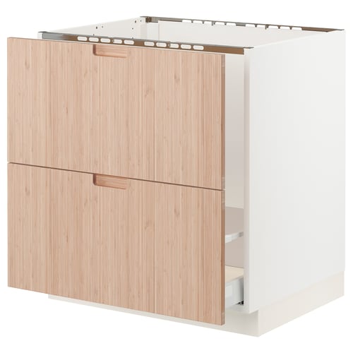 SEKTION / MAXIMERA Arm inf évier/tri/2 faces, blanc/Fröjered bambou clair, 30x24x30 "