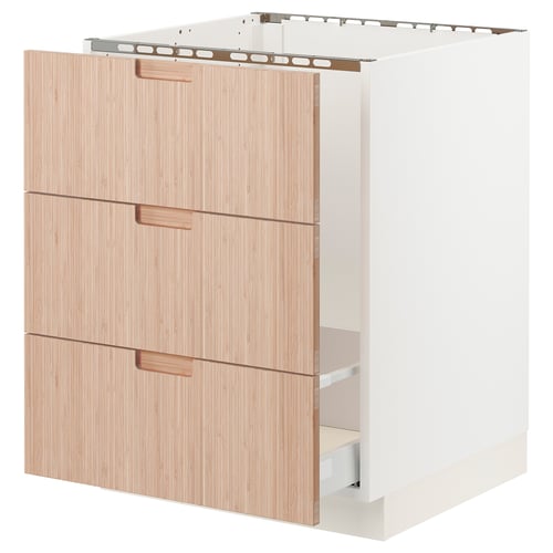 SEKTION / MAXIMERA Arm inf évier/tri/3 faces, blanc/Fröjered bambou clair, 24x24x30 "