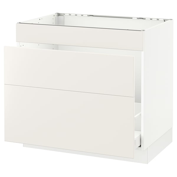 SEKTION / MAXIMERA Arm inf évier/tri/3 faces, blanc/Veddinge blanc, 36x24x30 "