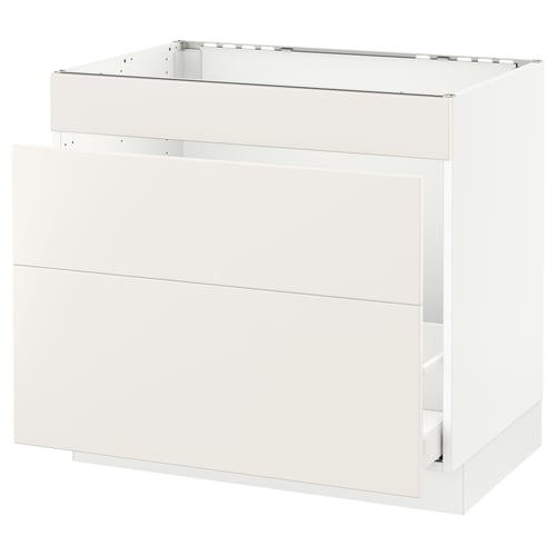 SEKTION / MAXIMERA Arm inf évier/tri/3 faces, blanc/Veddinge blanc, 36x24x30 "