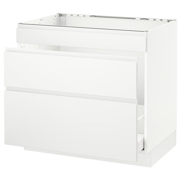 SEKTION / MAXIMERA Arm inf évier/tri/3 faces, blanc/Voxtorp blanc mat, 36x24x30 "